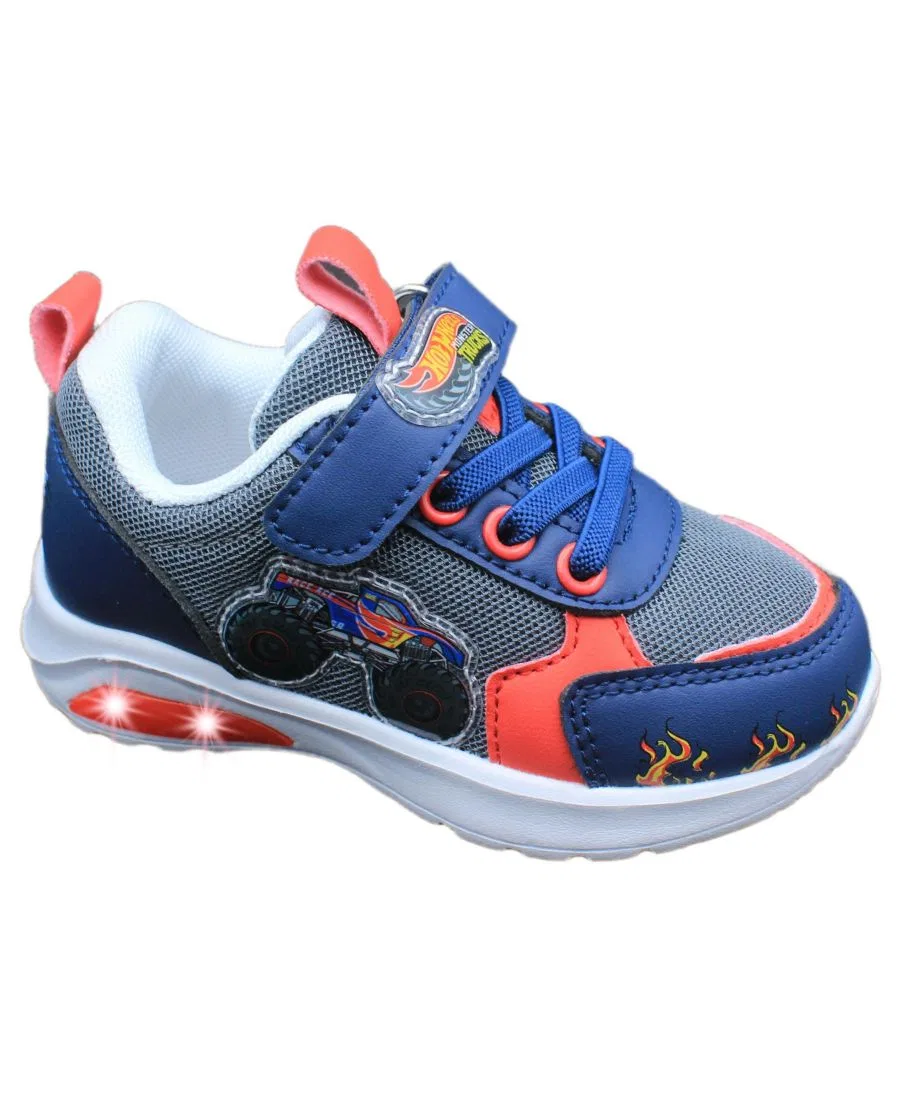 Кроссовки со светодиодной подсветкой Hot Wheels Monster Trucks, Race Ace - Gray, Blue & Red