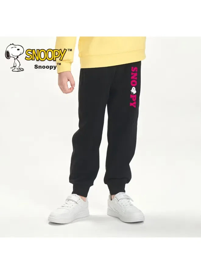Штаны спортивные с принтом для девочек Snoopy, черный — фото 2