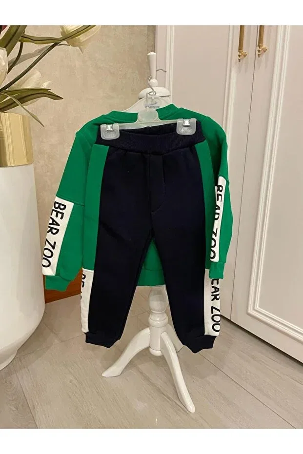 Детский спортивный костюм с принтом Cıvıltı bear zoo tracksuit set Ipgon, Green — фото 2