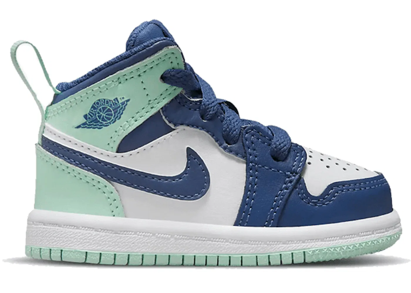 Детские кроссовки Lifestyle с кожаным верхом Jordan 1 Mid, Mystic Navy/White/Mint Foam