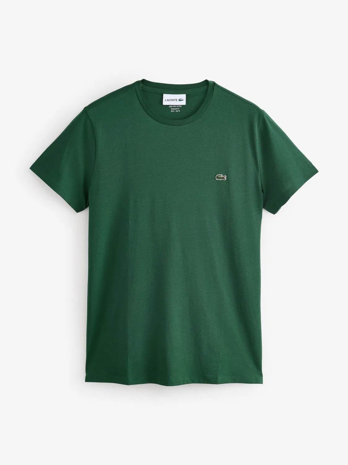 Lacoste Зеленая хлопковая футболка с круглым вырезом и короткими рукавами — фото 4