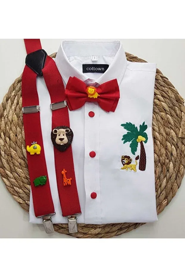 Детская рубашка для мальчиков с коротким рукавом Saferi concept sling bow tie shirt Cool Partyshop, Red
