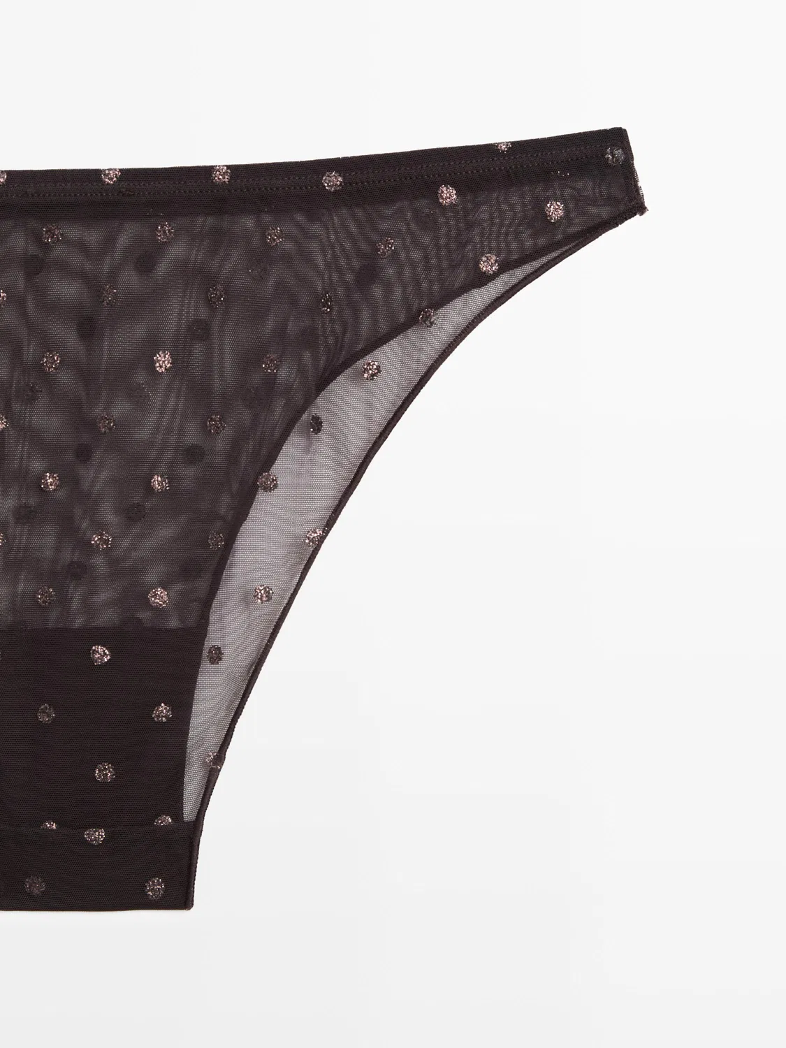 Трусы Massimo Dutti Semi-Sheer Polka Dot, коричневый — фото 4