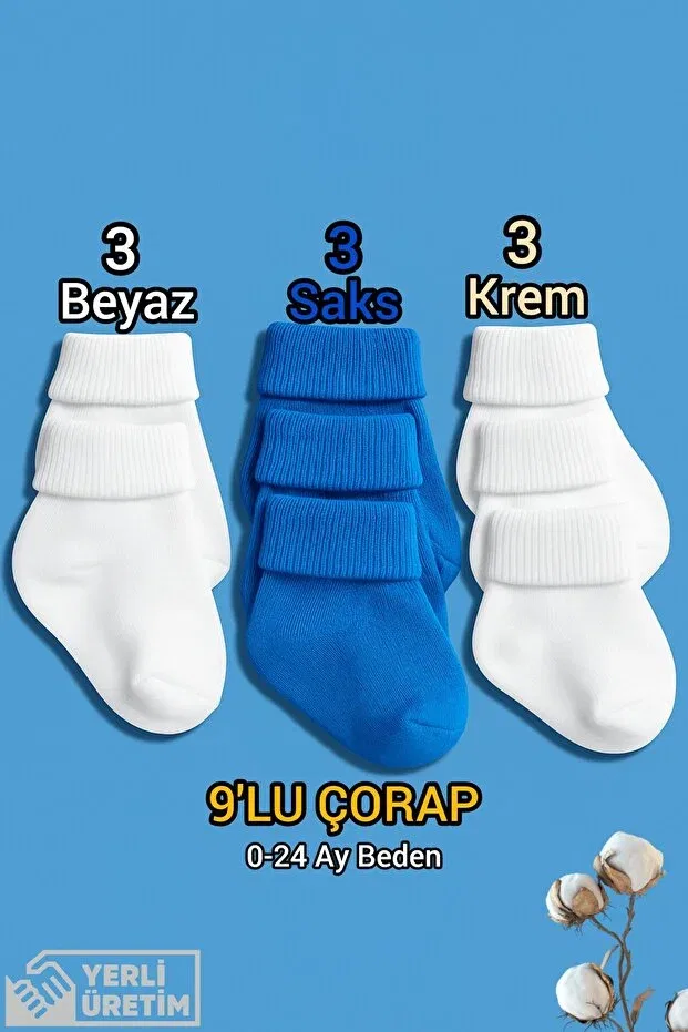 Детские носки-следки с длинным голенищем, 9 пар, Baby Socks, Navy Blue