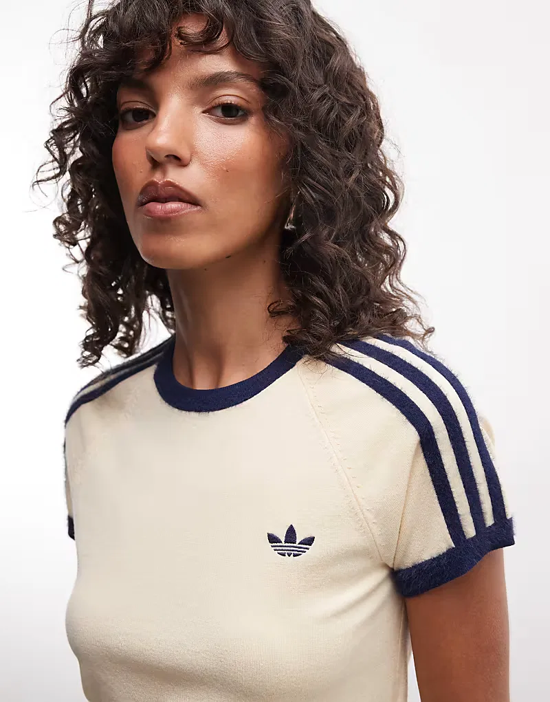 Вязаная футболка Adidas Originals, кремовый
