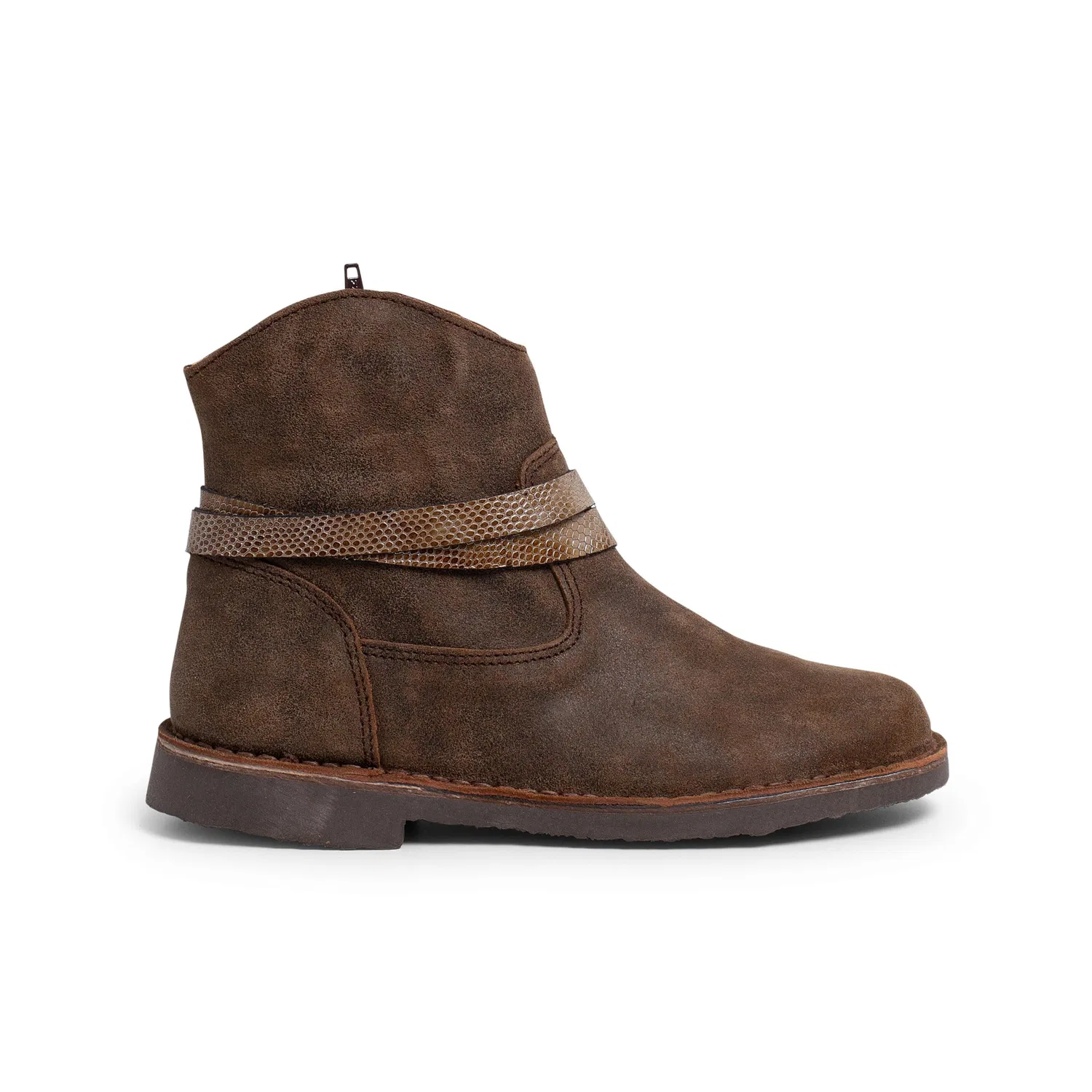 Детские ботинки для девочек с эффектом змеиной кожи Pisamonas, Brown