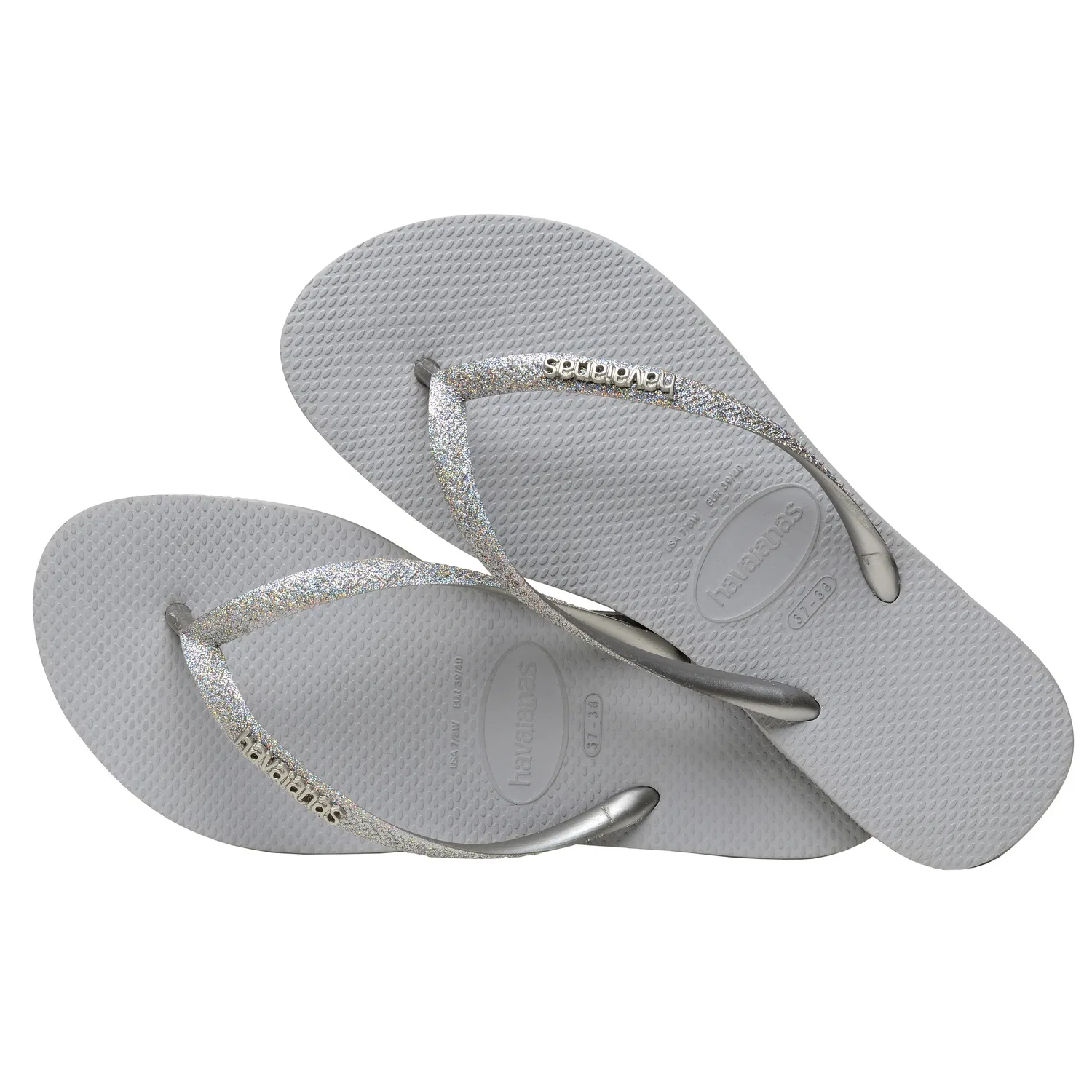 Шлепанцы детские с блеском Slim Glitter ME Havaianas, серый — фото 4