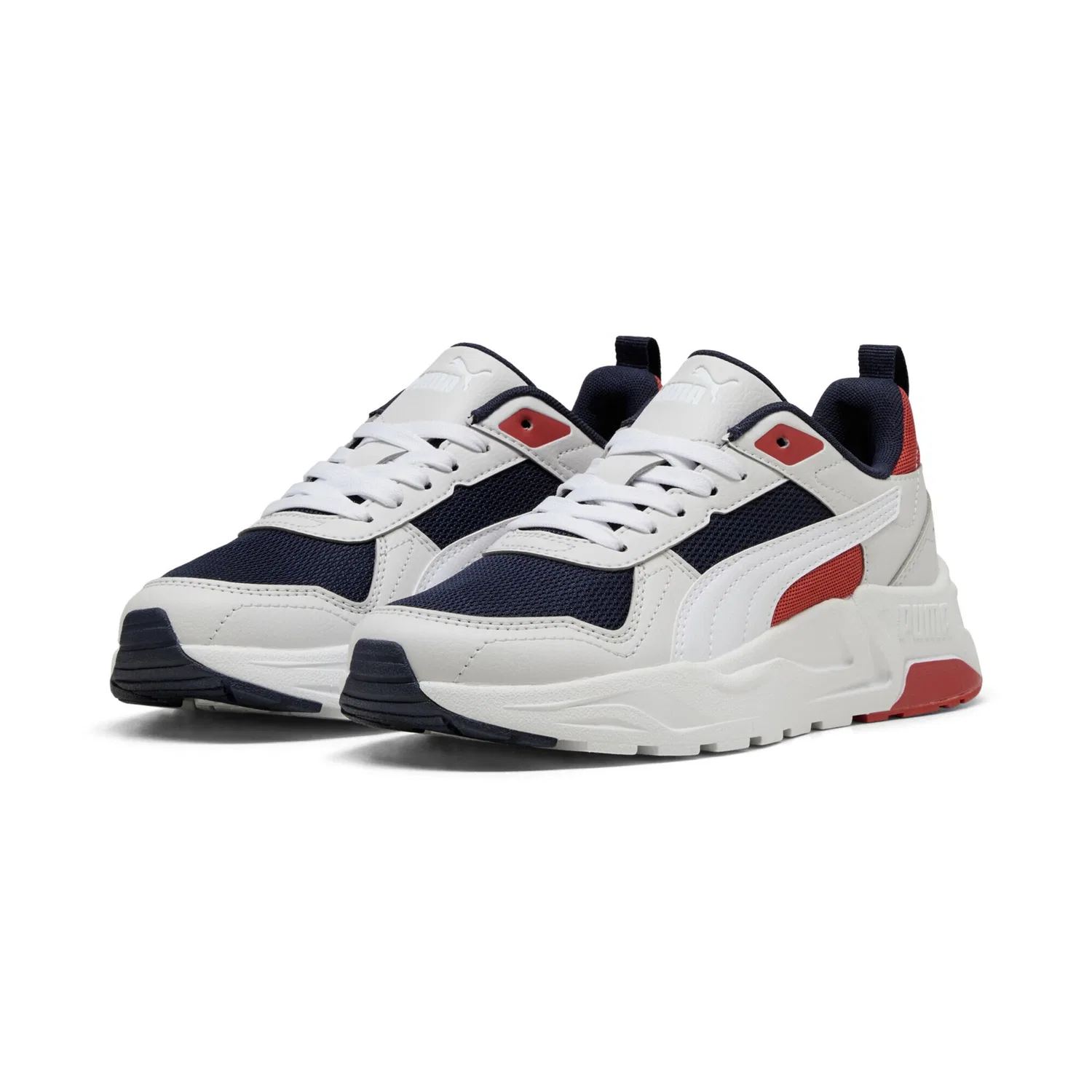 Детские кроссовки с мягкой амортизацией Trinity 2 LT PUMA, Navy/White/Feather Gray/Red Fire Blue