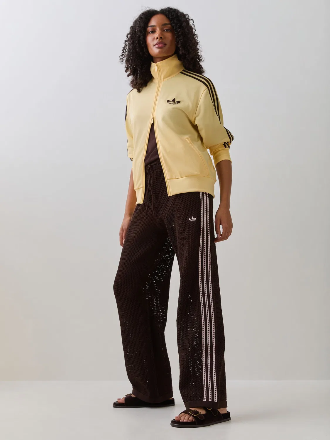 Брюки спортивные вязаные Firebird, adidas Originals, коричневый — фото 2