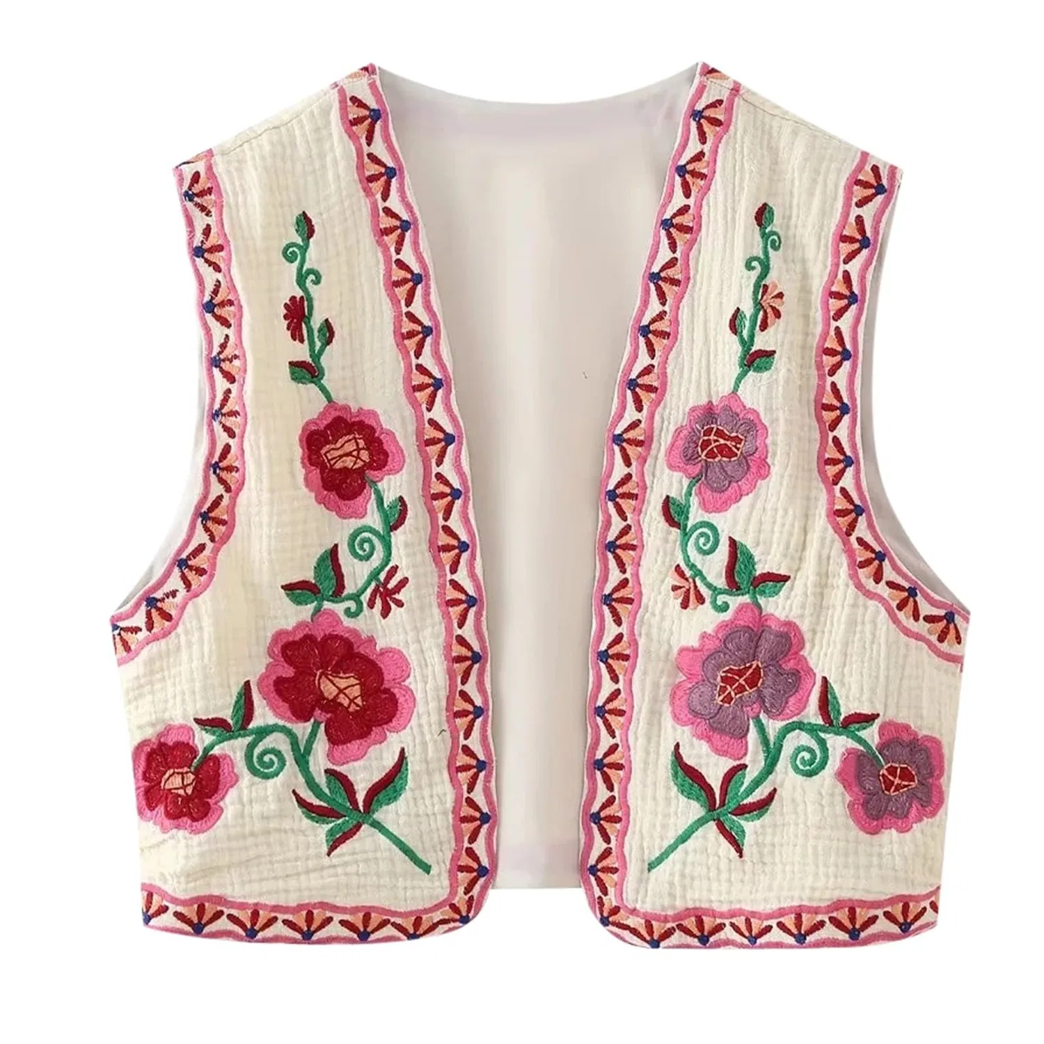 Женское короткое пальто с цветочной вышивкой, Colore: Rosa