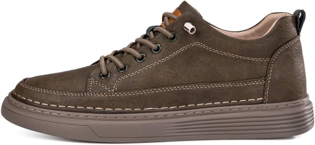 

Мужские туфли на каблуке-невидимке, противоскользящие, с увеличением роста, из кожи, модные кроссовки для ходьбы, низкие повседневные обувь Ygceeia, коричневый