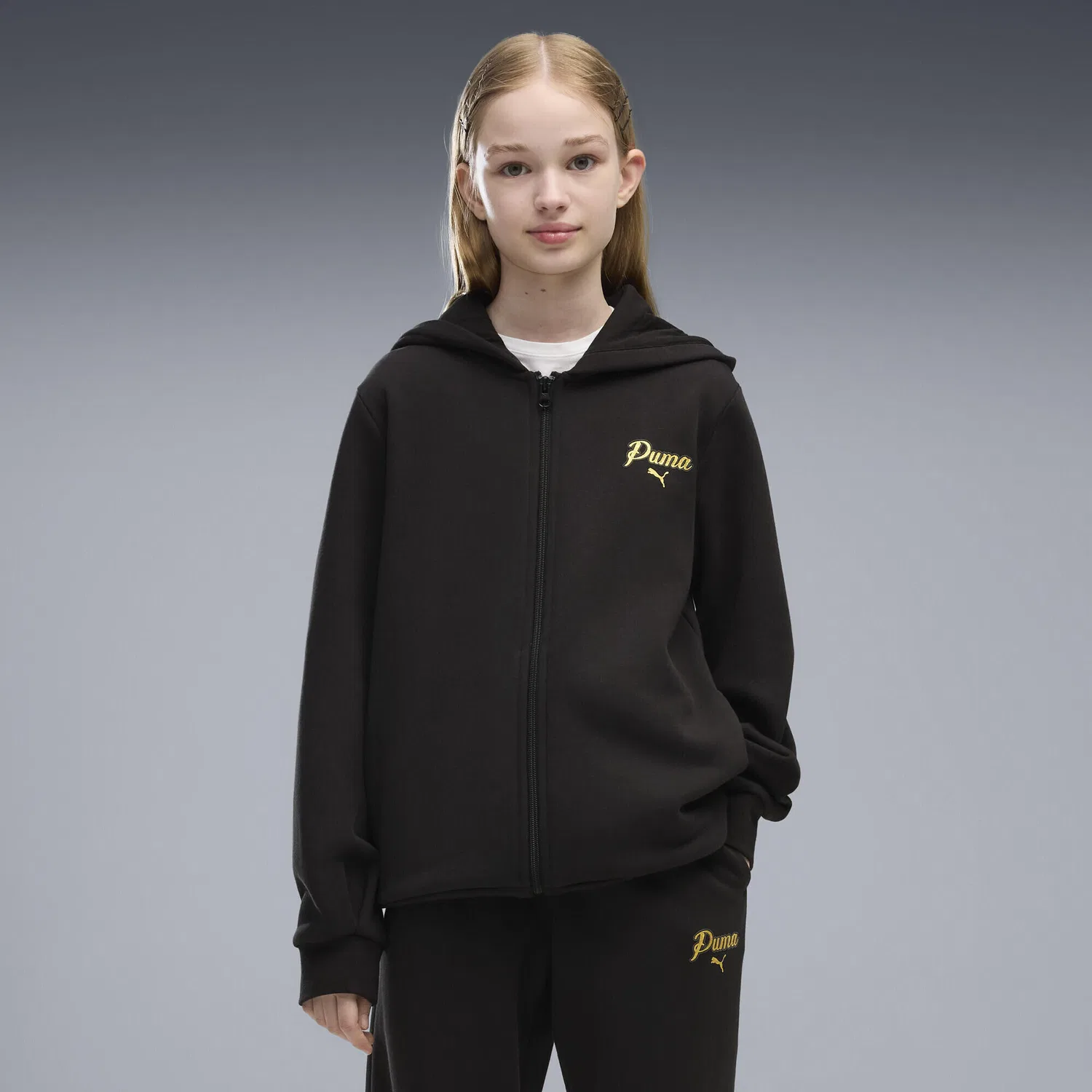Детский спортивный костюм с блестками Essentials Script Glitter Puma, Schwarz — фото 4