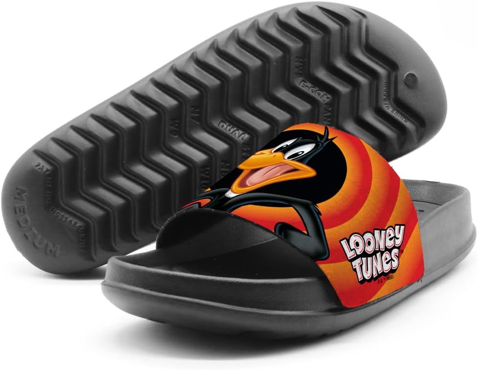 Сандалии Popfunk Looney Tunes Bugs Daffy Pair унисекс для взрослых, регулируемые, сандалии-шлепанцы, официально лицензированы Hypd Slydr Switch, черный — фото 4