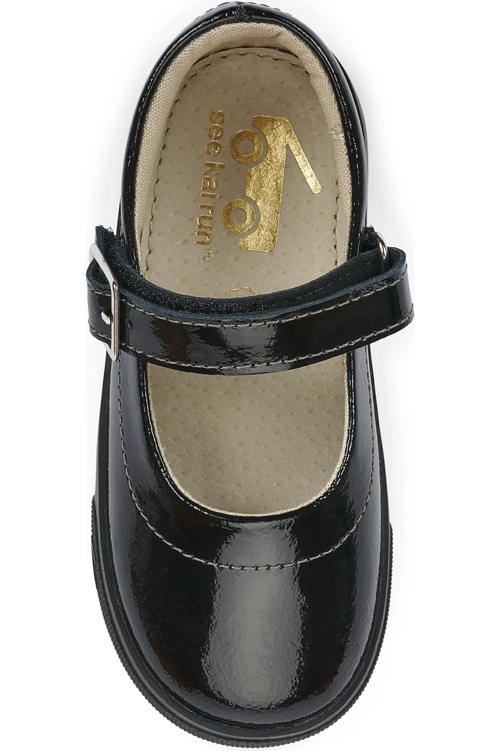 Детские туфли Мэри Джейн с регулируемым ремешком Lucia See Kai Run, Black Patent — фото 4