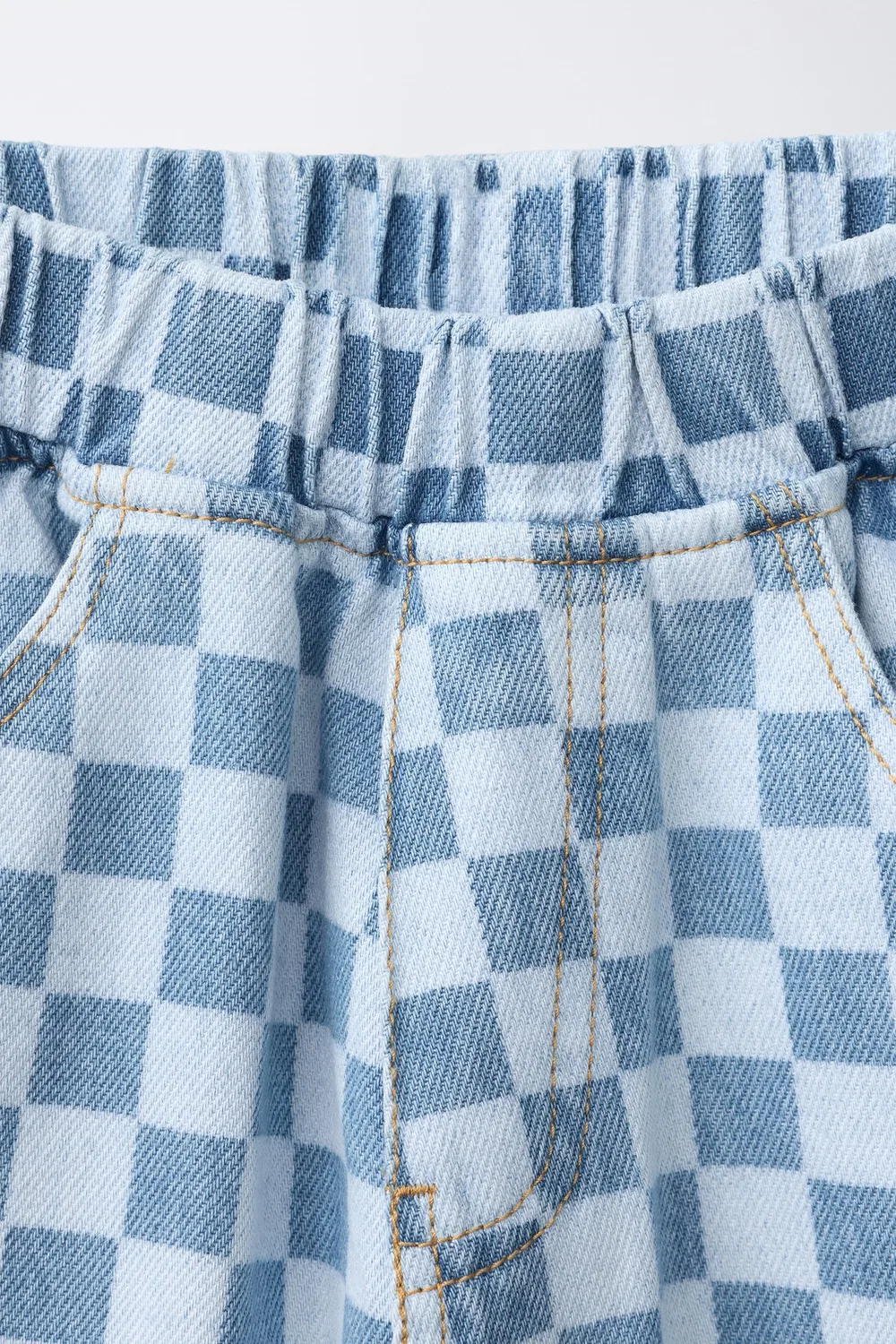 Джинсы свободного кроя с клетчатым принтом ZARA, Blue — фото 3