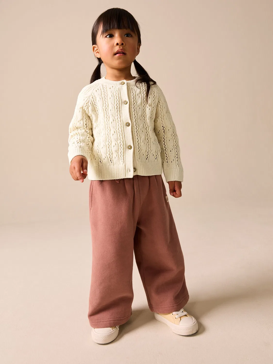 Кардиган вязаный, модель Cable Cardigan Next, цвет экрю — фото 3