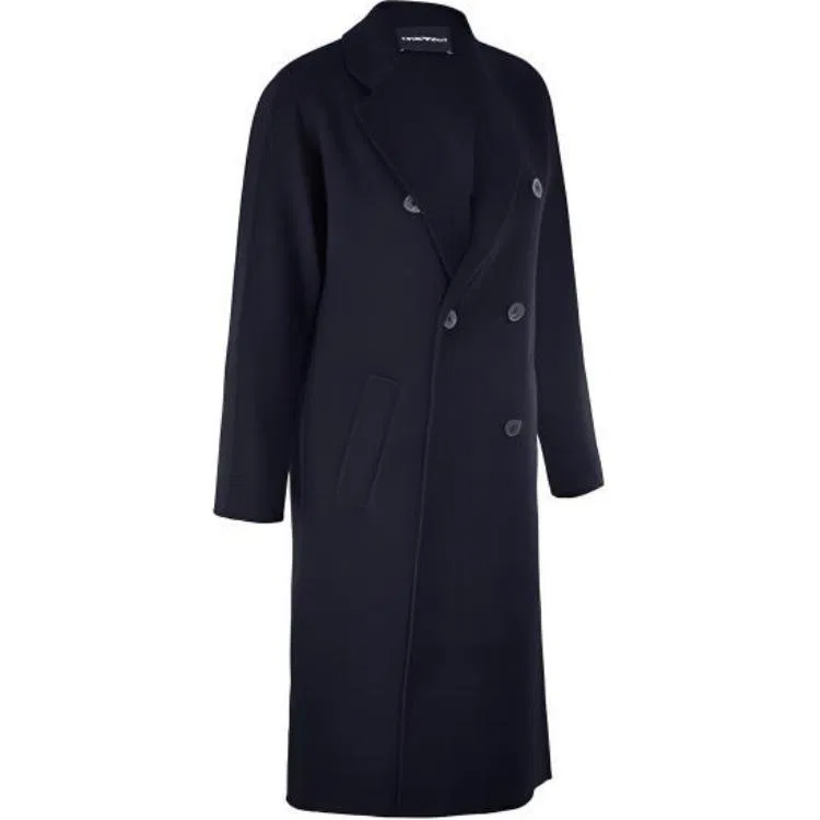 Женское пальто с воротником-пиджаком Emporio Armani, Navy Blue — фото 4
