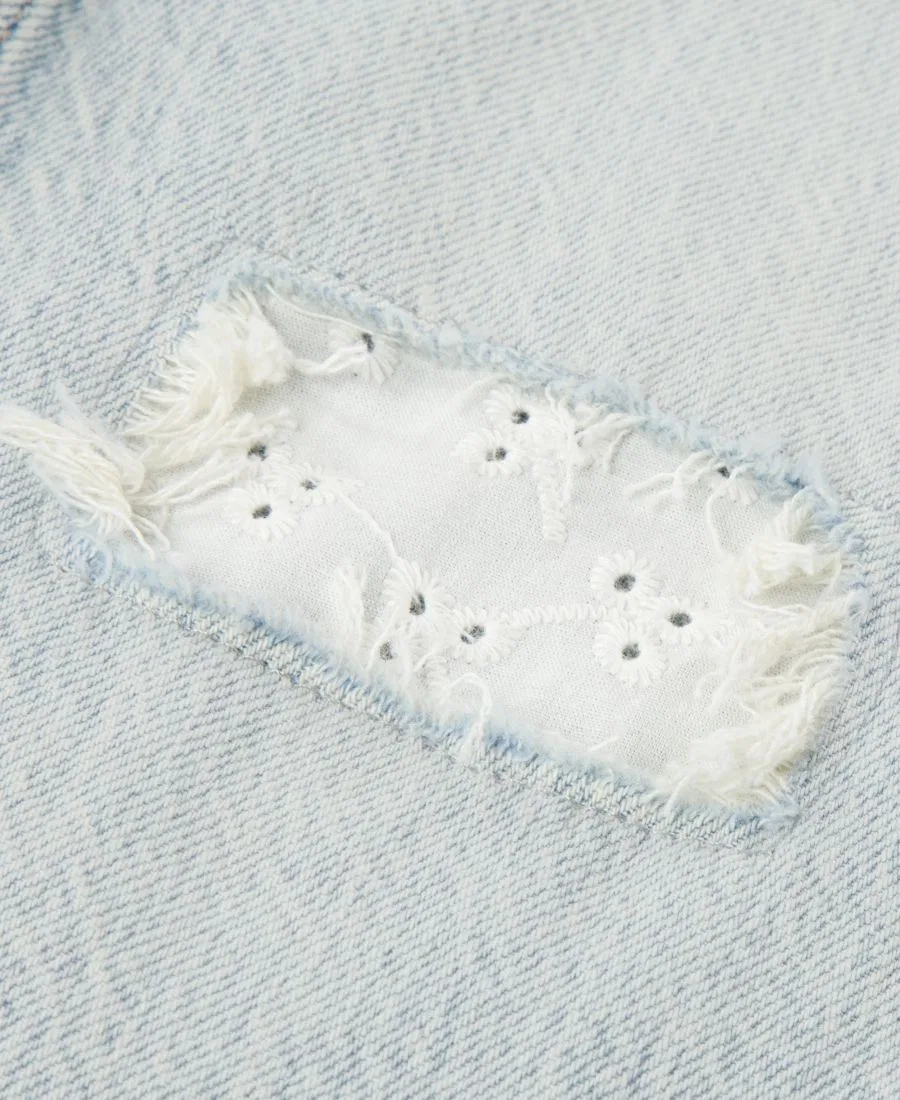 Детские джинсы свободного кроя с люверсами, модель Eyelet Baggy abercrombie kids, Blue — фото 4