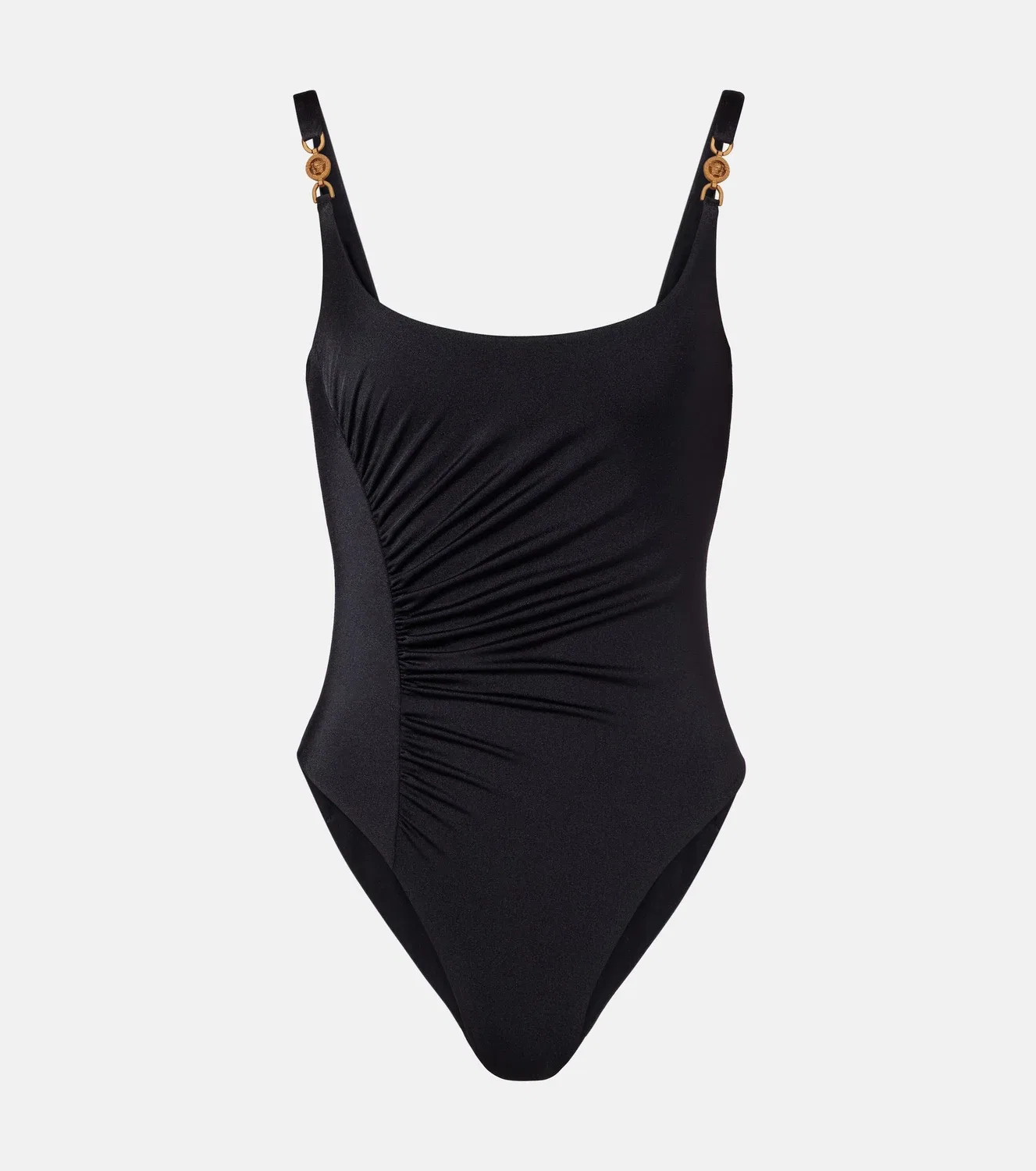 Цельный купальник с рюшами Medusa '95 Versace, черный