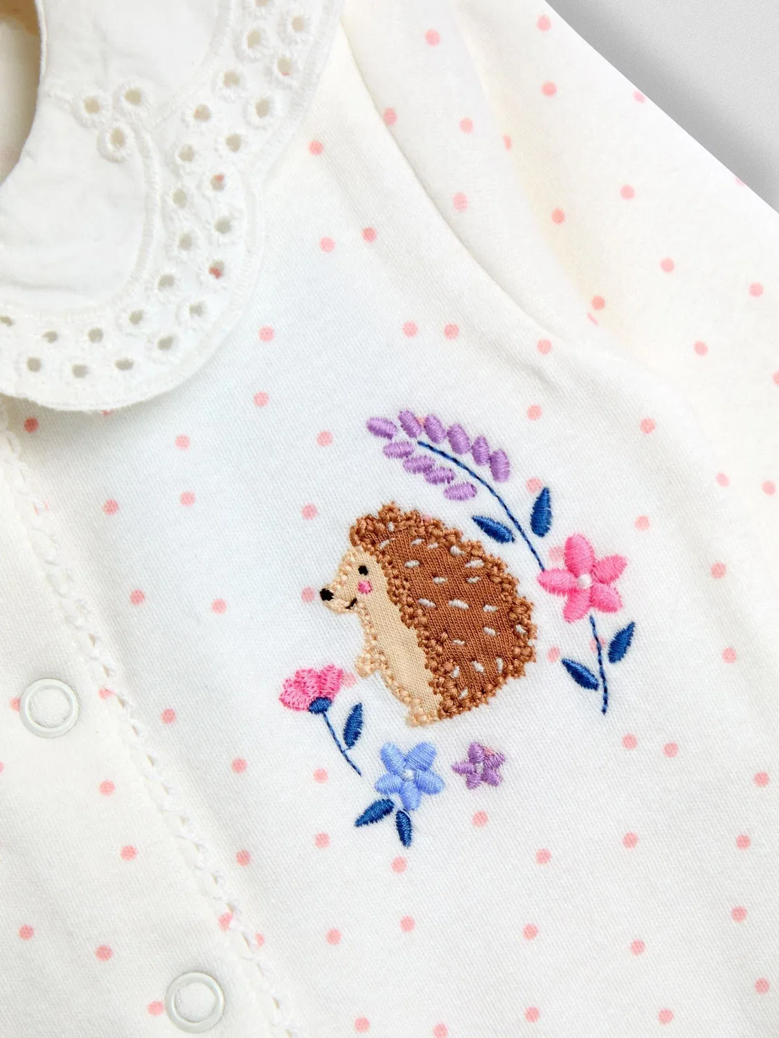 Слип с вышивкой JoJo Maman Bébé, Cream Speckled Hedgehog — фото 4
