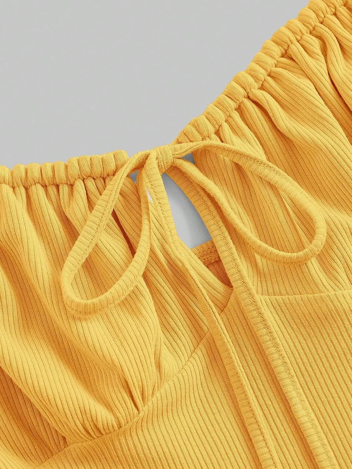 Женское миди-платье с запахом на бретелях, Yellow — фото 4