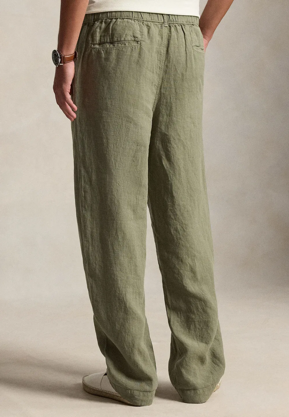 Брюки Lateef свободного кроя из плиссированного льна Polo Ralph Lauren, Sage Green — фото 3