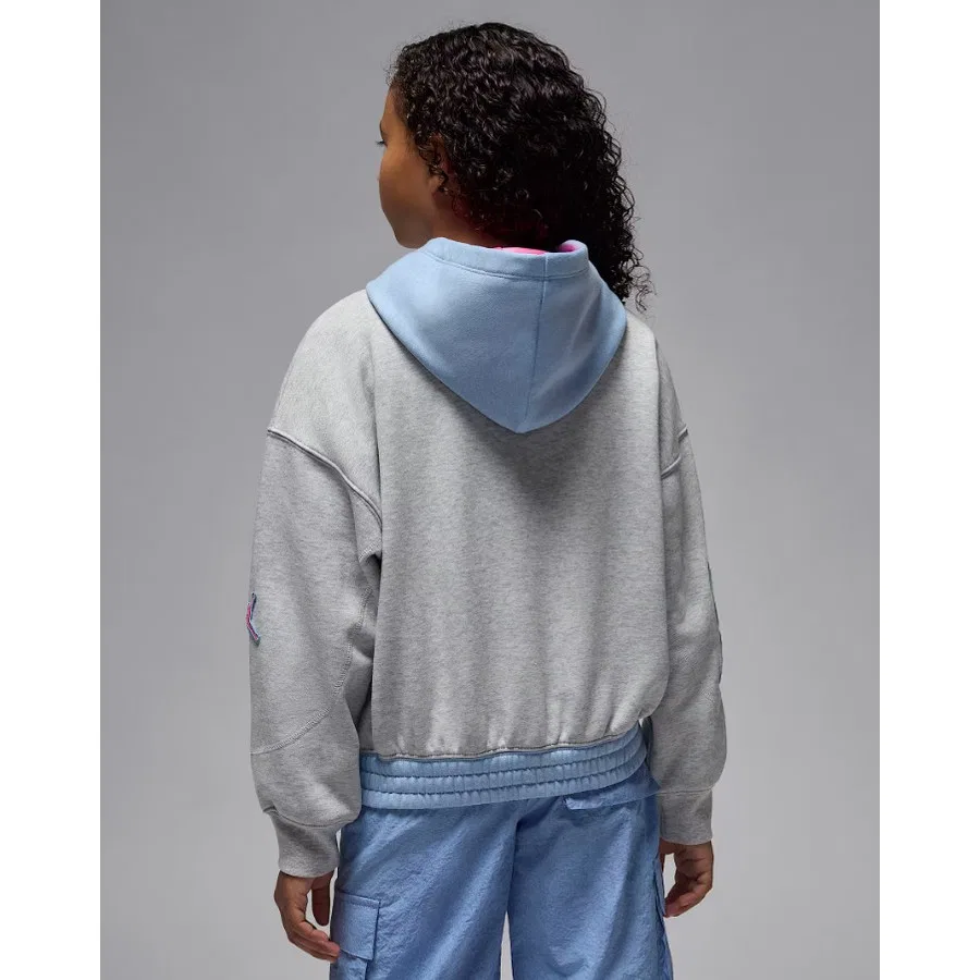 Детский свитшот Jordan JDG Blue Jeans & Bling Po Hoody Nike, Серо-розовый — фото 2