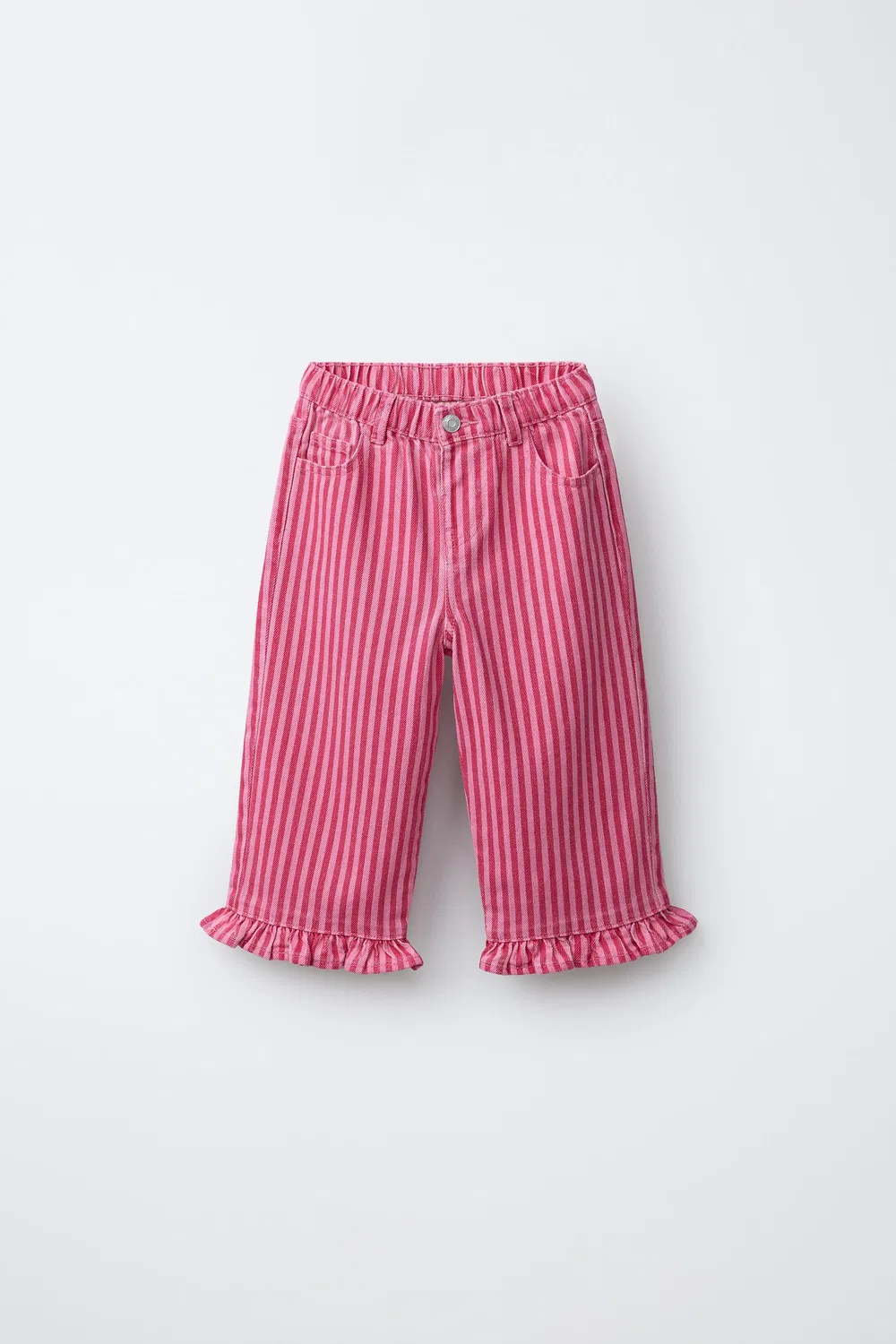 Полосатые кюлоты с оборками ZARA, Neon Pink