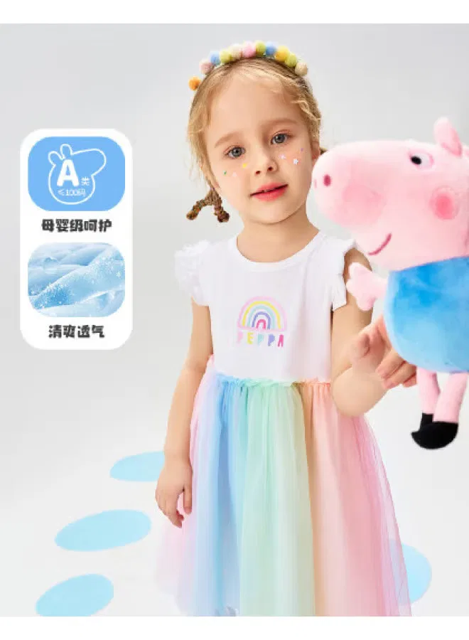 Платье без рукавов с радужным принтом Peppa Pig, белый