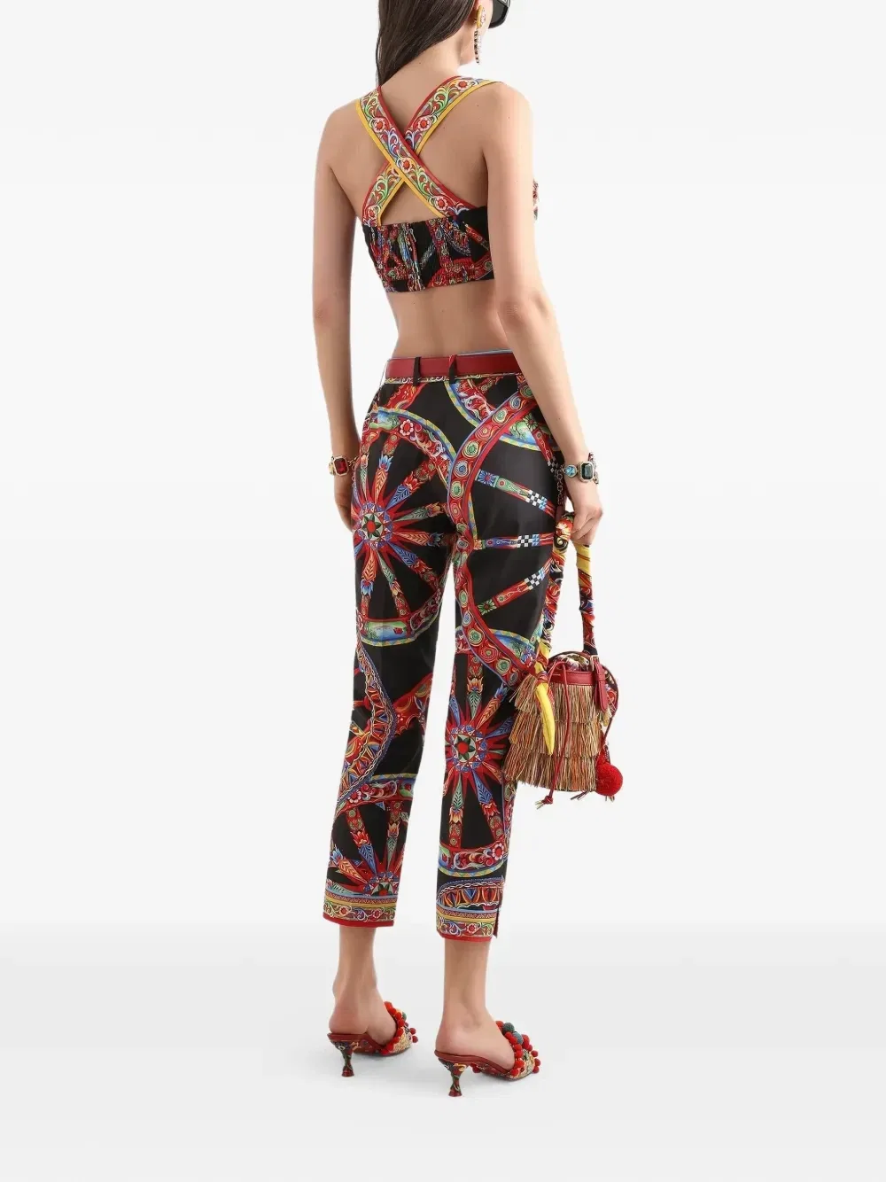 Поплиновые брюки с принтом Carretto Dolce & Gabbana, черный — фото 3