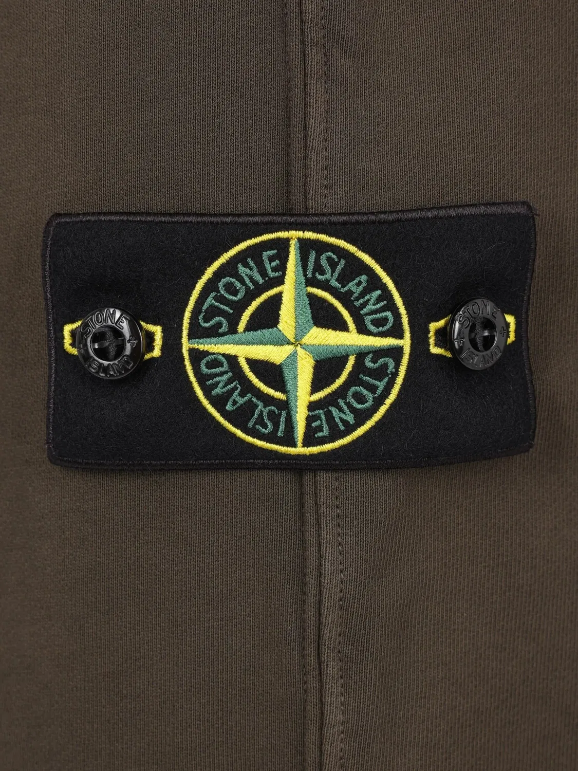 Мужские укороченные брюки из футера с принтом Compass Logo Stone Island, черный — фото 3