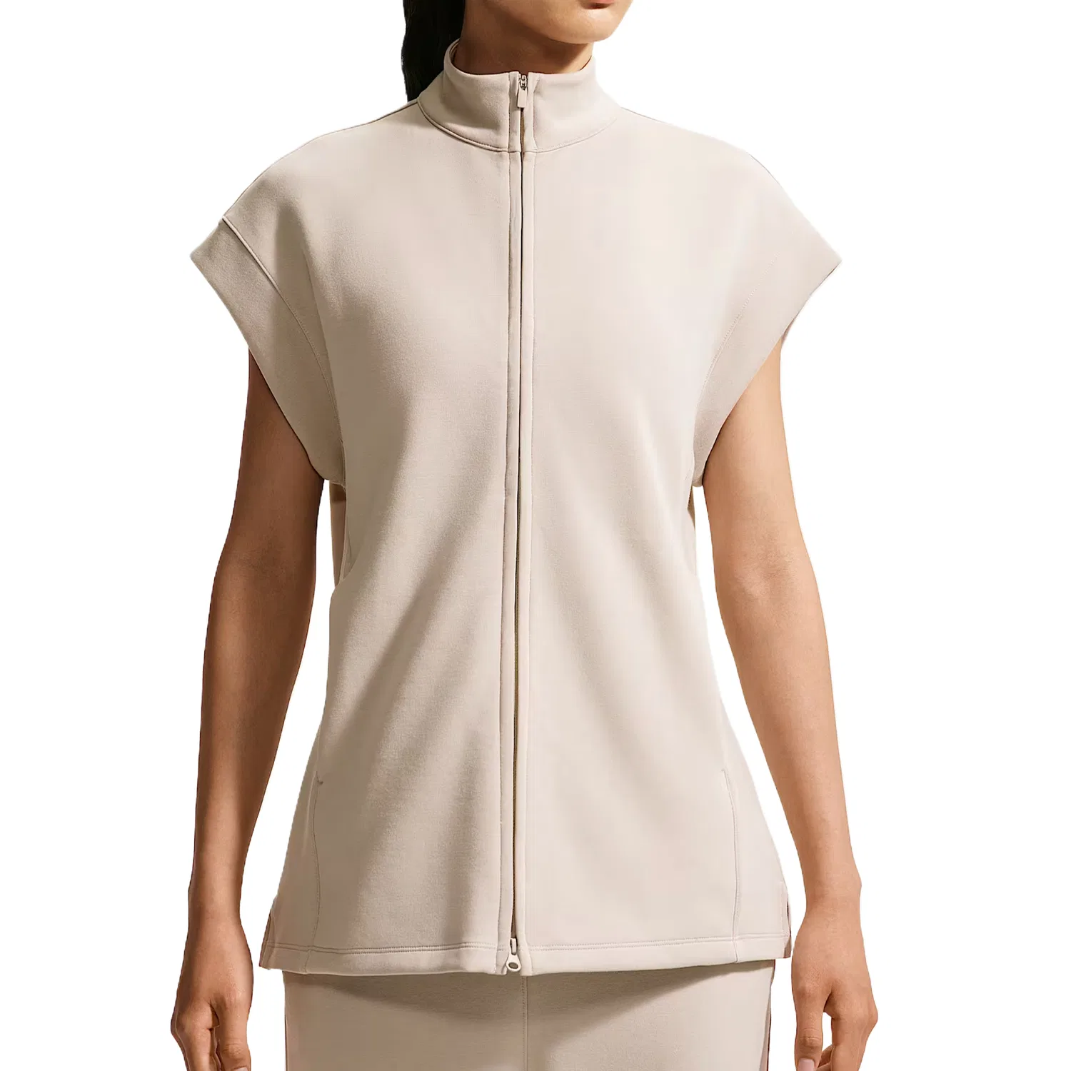 Женская фитнес-одежда с воротником-стойкой Nike, Cream II Preppy Gray