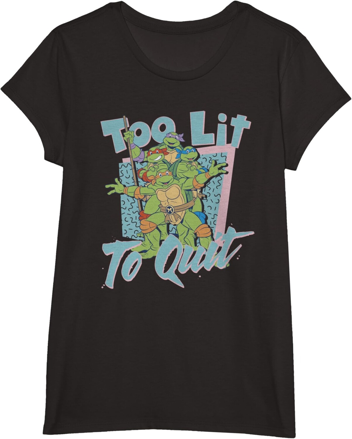 

Детская футболка для девочек Teenage Mutant Ninja Turtles Too Lit To Quit, черный