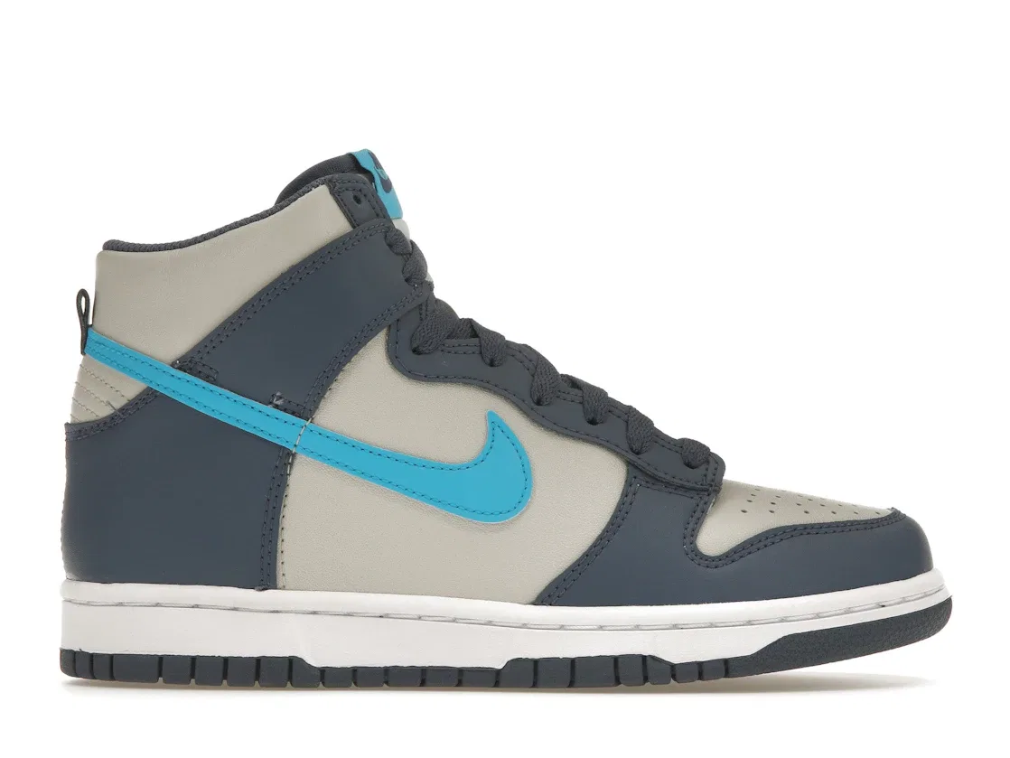 Детские кроссовки с высоким верхом Nike Dunk High Nike, Light Bone Diffused Blue White Blue Lightning