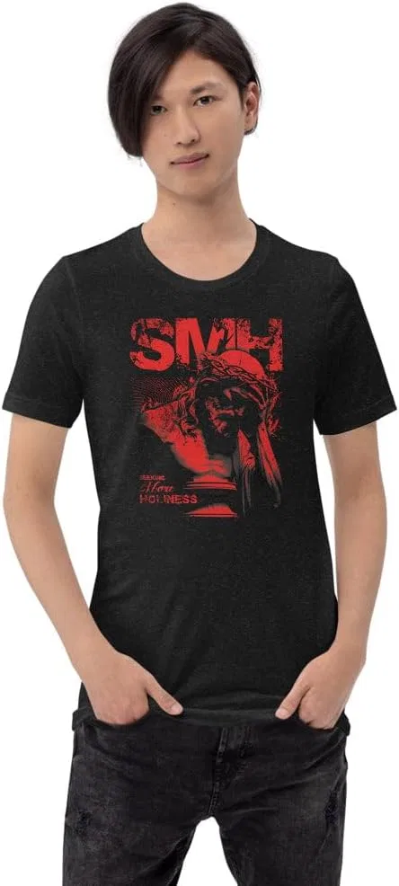 Мужская футболка с христианским принтом S.M.H., Black Heather