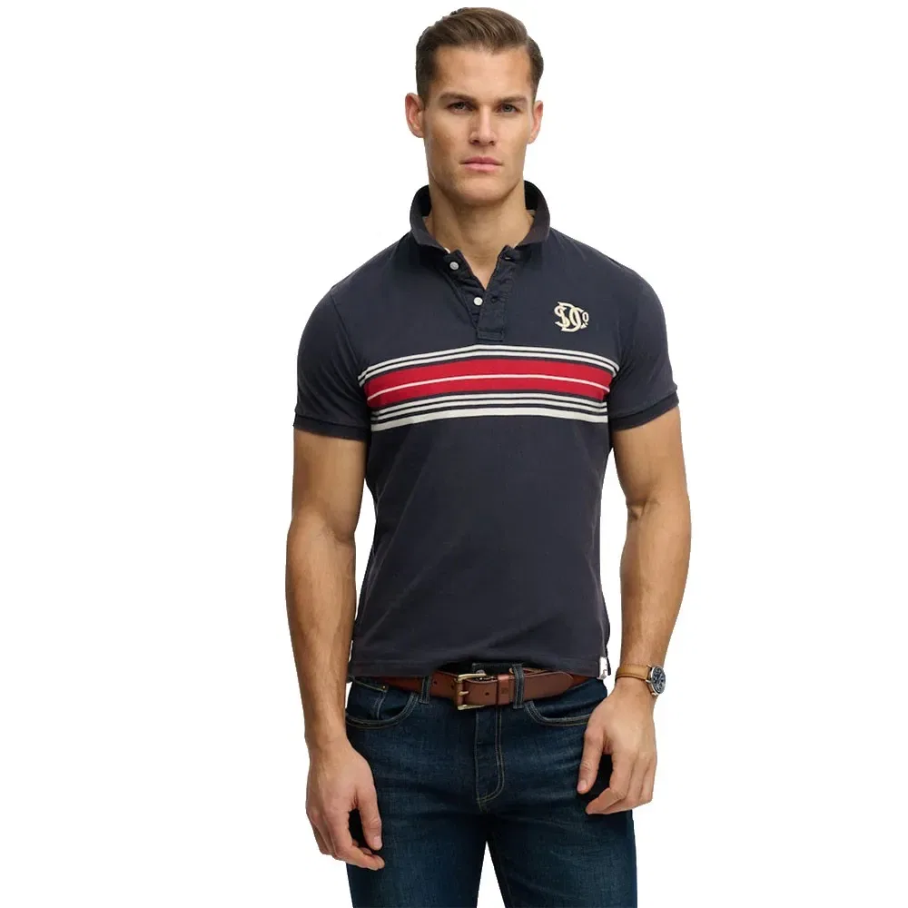 Поло с коротким рукавом Vintage Stripe Jersey Superdry, синий
