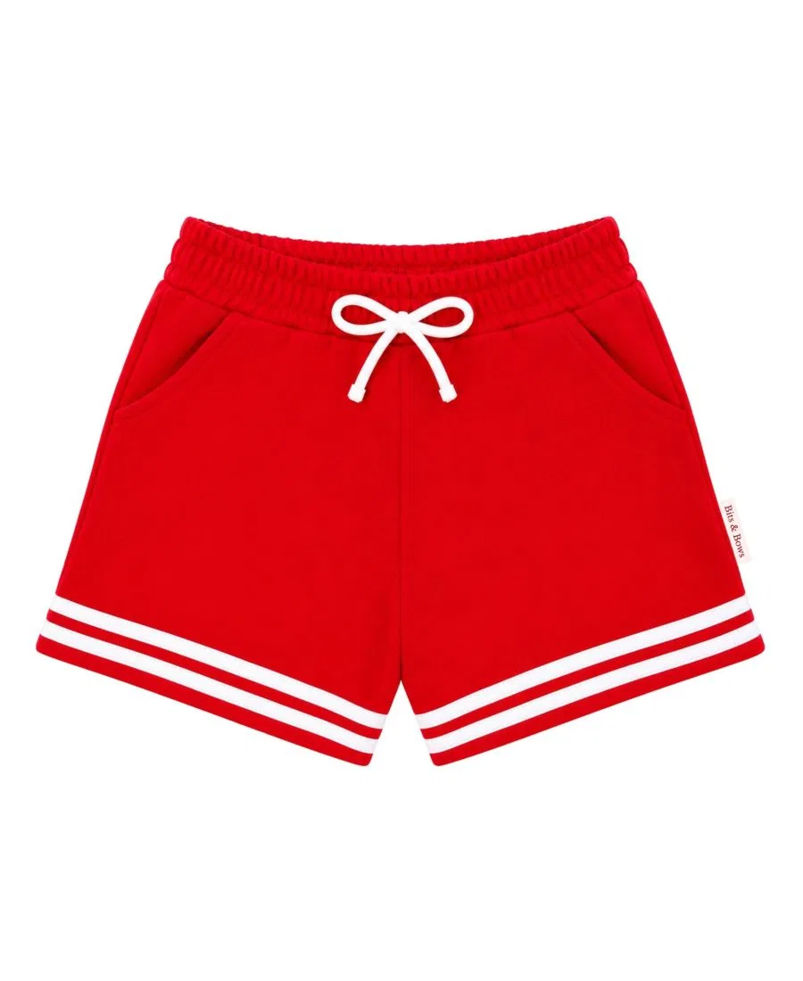 Шорты с полосками в стиле Varsity, модель Striped Varsity Shorts Bits & Bows, Red/White