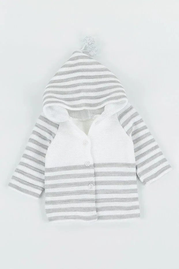 Детский кардиган с капюшоном 4 seasons unisex knitwear jacket Little Baby, Gray-White
