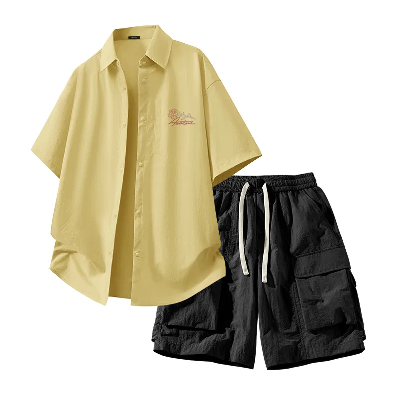 Детский комплект рубашек 2 шт. MINISO, Linen Yellow (English Rose Chest Logo)+Black
