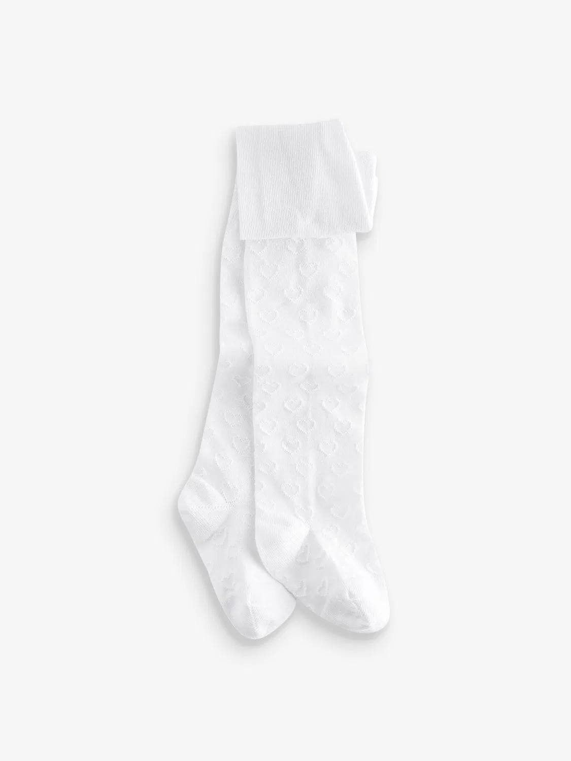 Колготки с сердцем, White Cotton Rich Textured Heart Tights Next, белый