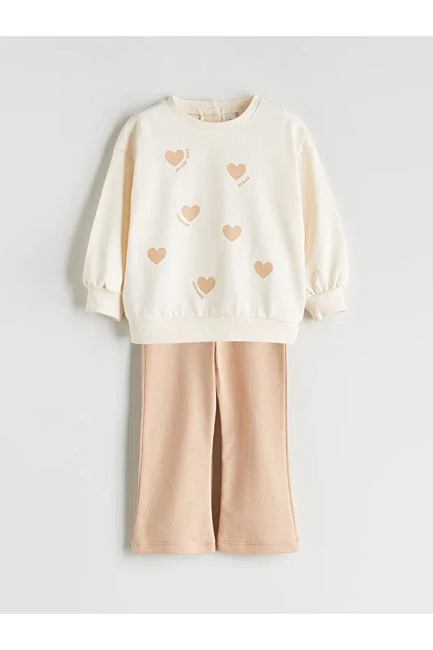 Детский спортивный комплект для девочек с принтом Zeyderkids, Beige