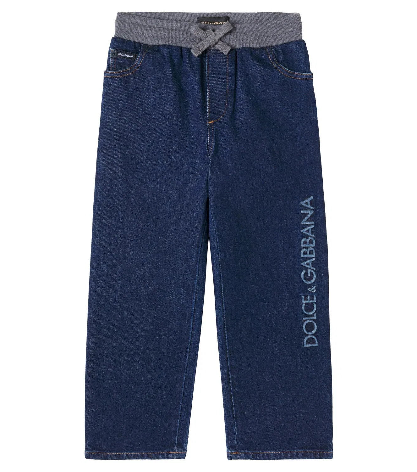 Джинсы прямого кроя с логотипом Dolce&Gabbana Kids, синий