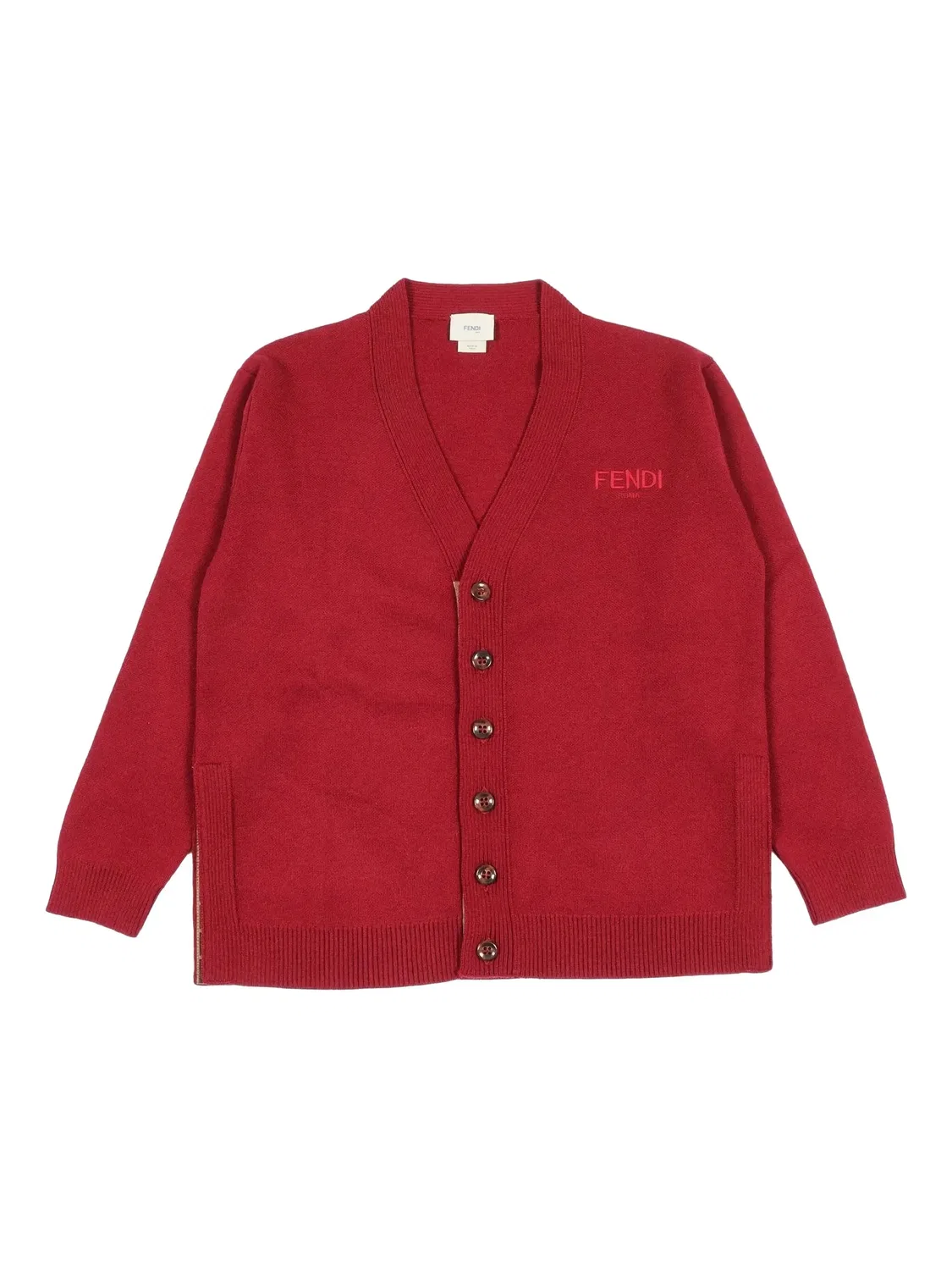 Кардиган с вышитым логотипом FENDI, красный