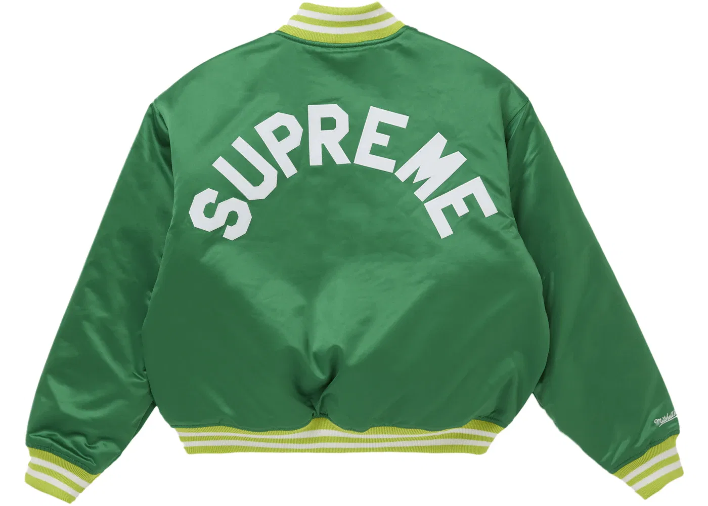 Мужская куртка-бомбер с сатиновой отделкой Supreme Mitchell & Ness Satin Varsity Jacket (FW24), Green