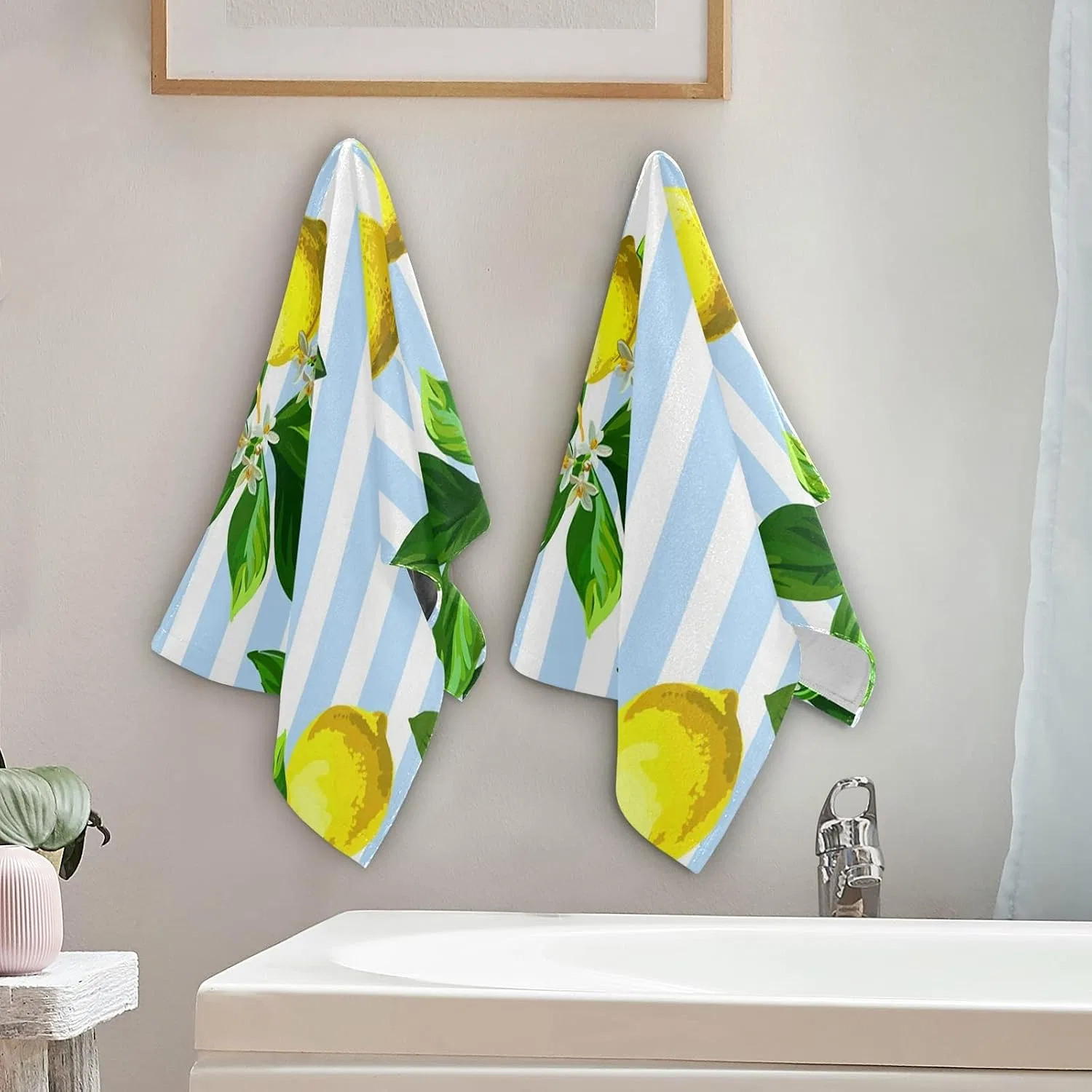 Набор полотенец для лица, CHIFIGNO, 2 шт, 72x37 см, Lemon Yellow Stripes — фото 4