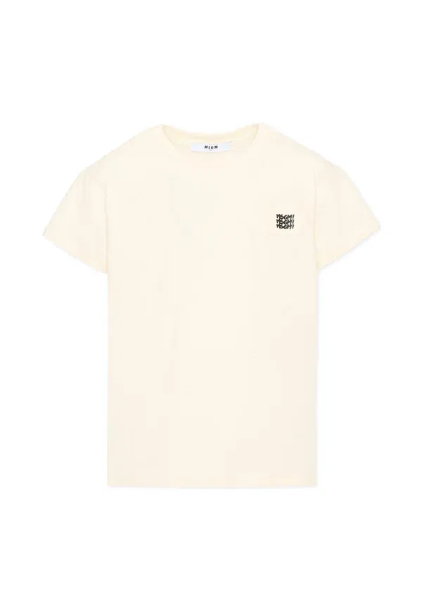Футболка хлопковая Basic T-shirt Msgm Ivory, слоновая кость