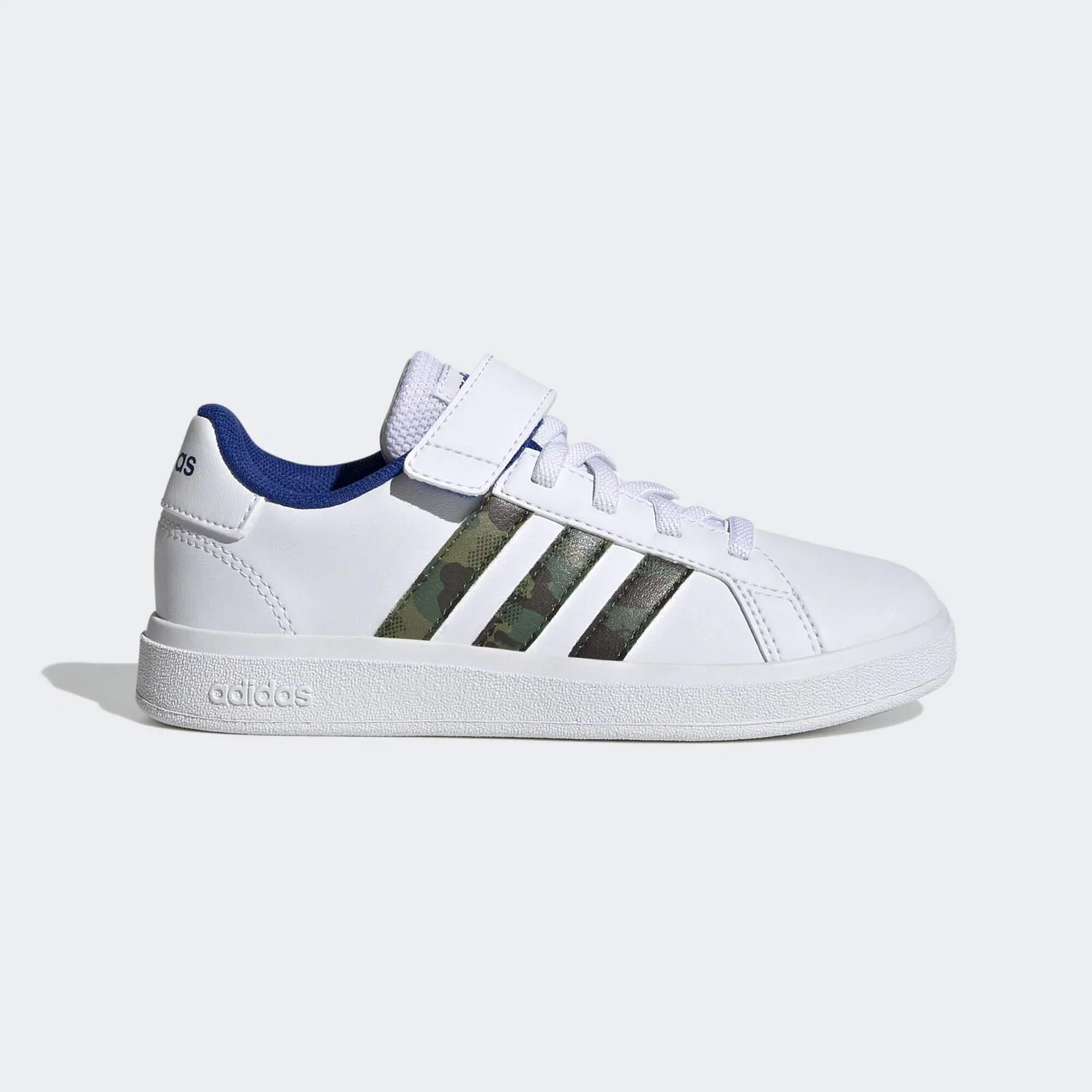 Детские кроссовки с камуфляжными деталями Grand Court Adidas, Weiss Grun Konigsblau — фото 2