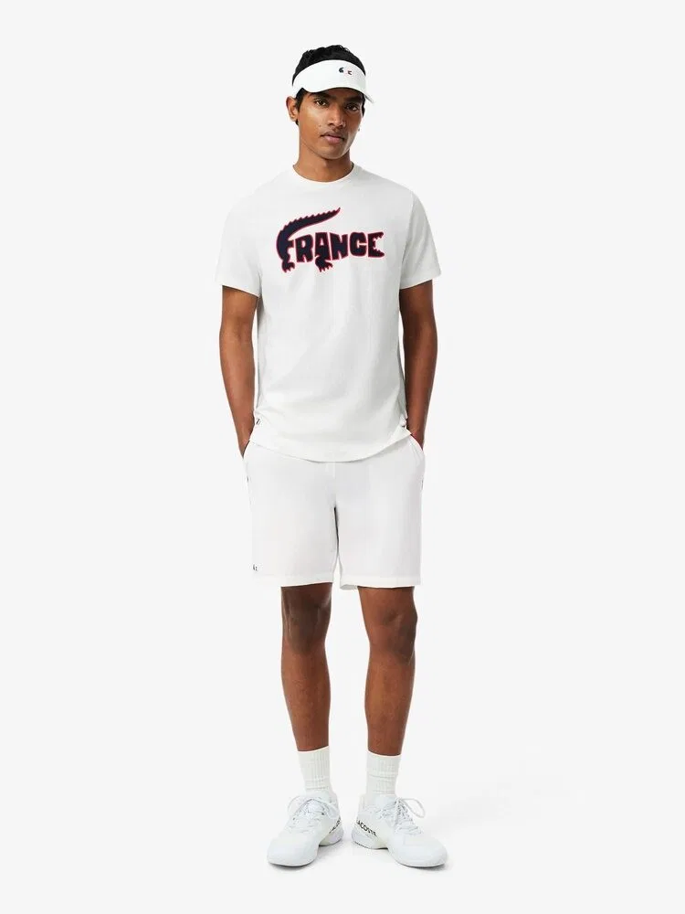 Футболка теннисная Tricolor Big Croc LACOSTE, White — фото 4