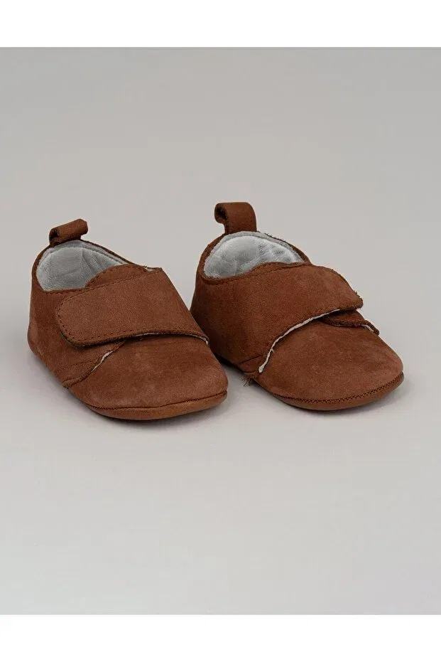 Детские тапочки для мальчиков из натуральной кожи Pam Tan Suede Leather Baby Shoes Beybium, Tan Color — фото 3