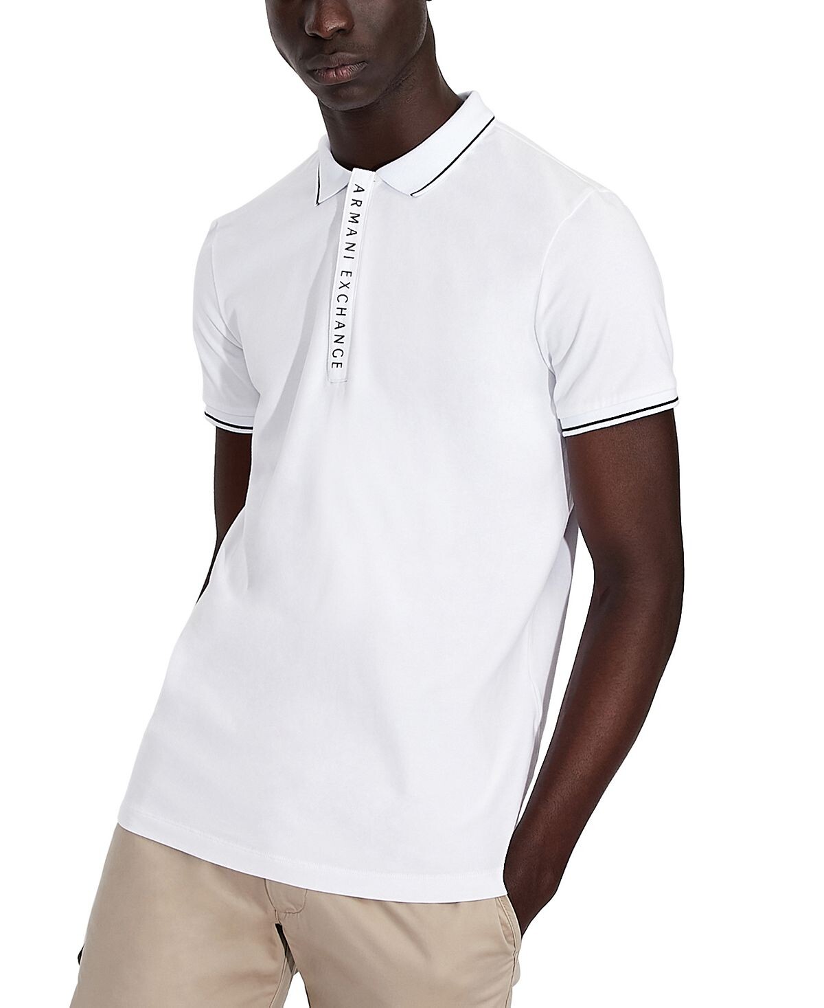 

Мужская рубашка-поло с логотипом на планке A|X Armani Exchange, белый